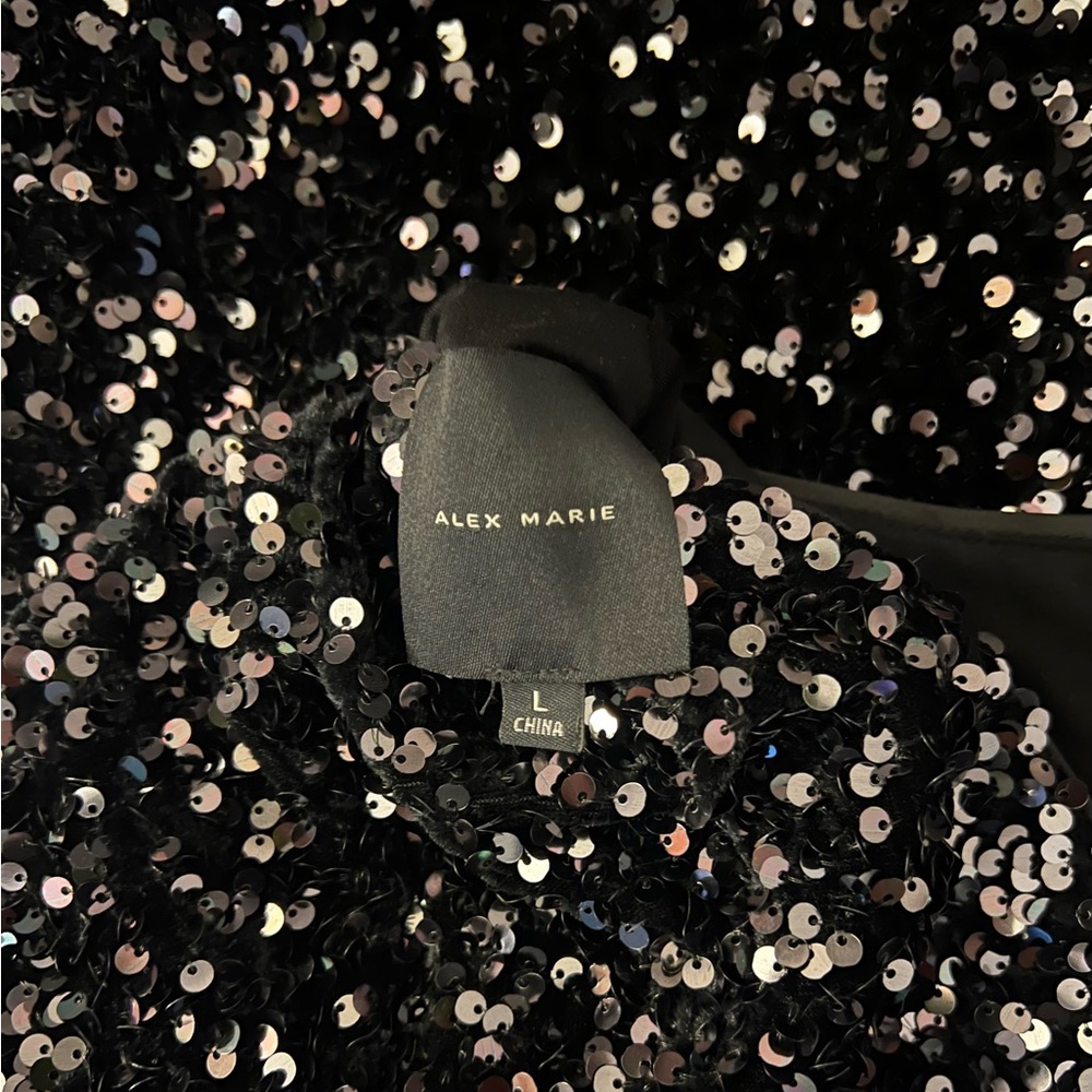 Alex Marie Black V-Neck Sequin Dress - Picture 5 of 6